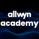 Allwyn Academy logo on a blue digital background